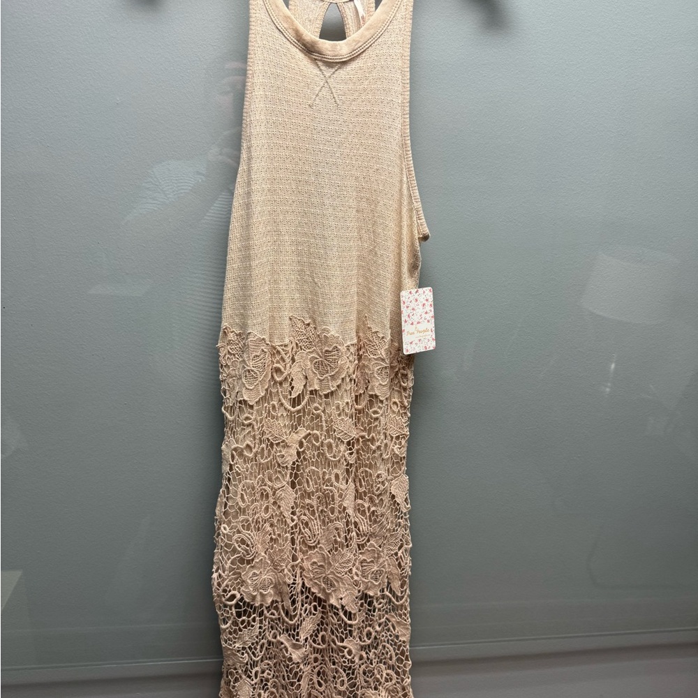 Free People Cream Crochet Lace Midi Dress